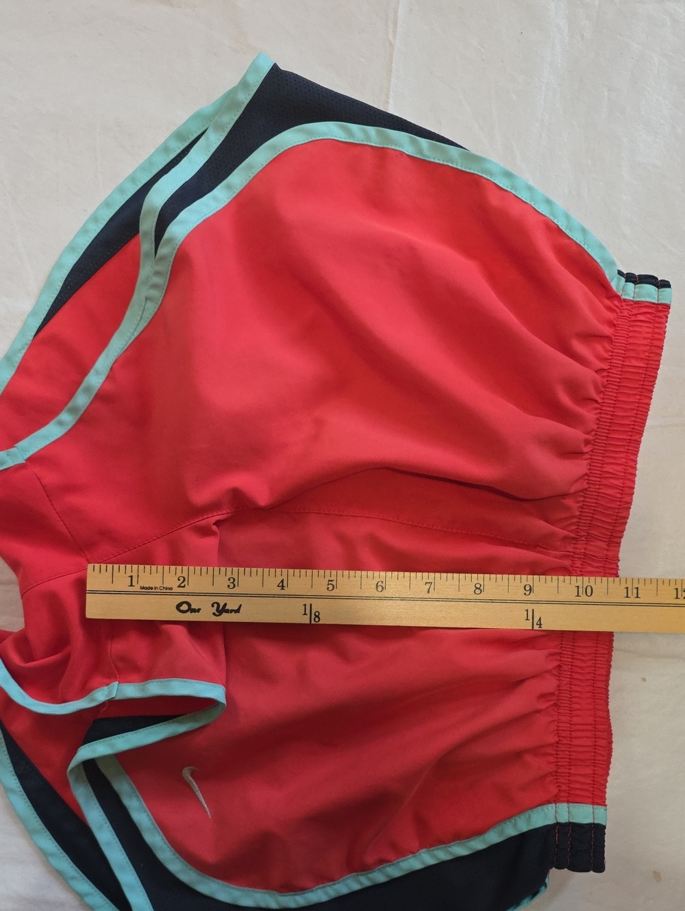 Nike Dri-Fit Women's Running Shorts Built in Brief Orange Aqua Black S - Picture 5 of 7